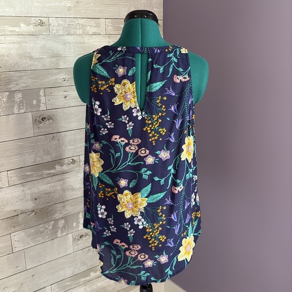 OLD NAVY Floral Print Navy Tank Top Blouse - Picture 7 of 8